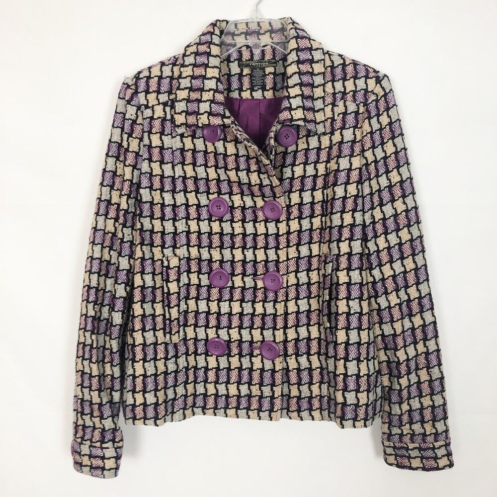 Vertigo Wool Blend Twill Double Breasted Peacoat Size XL